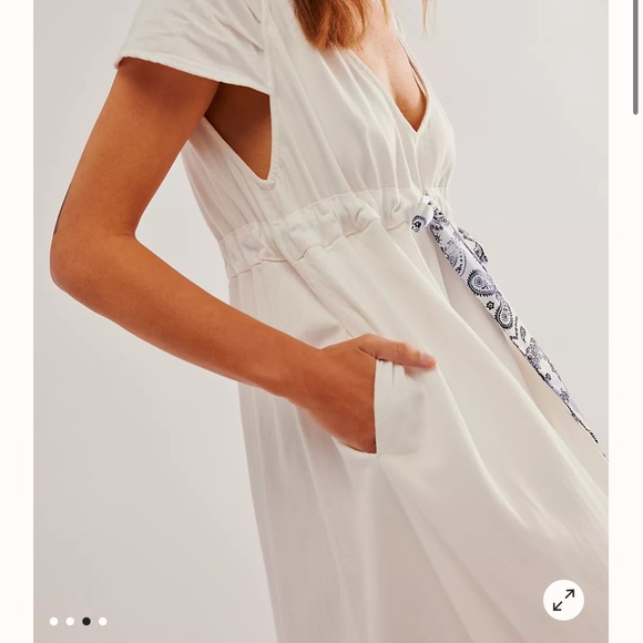 White Maxi Dress with Blue Accents - Picture 2 of 5